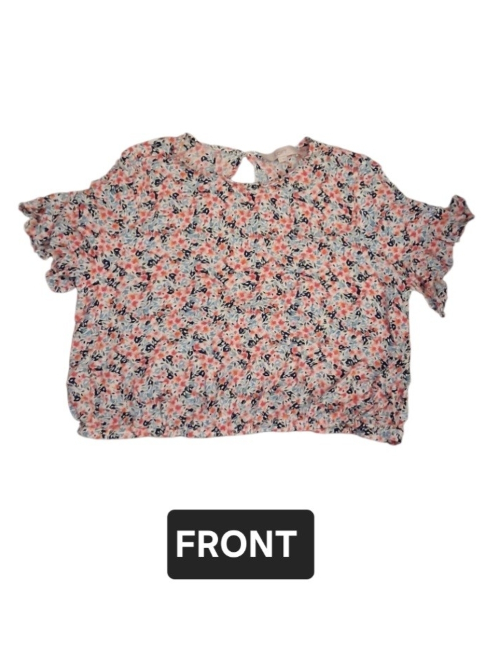 LOFT Floral  Short-Sleeve Cropped Blouse